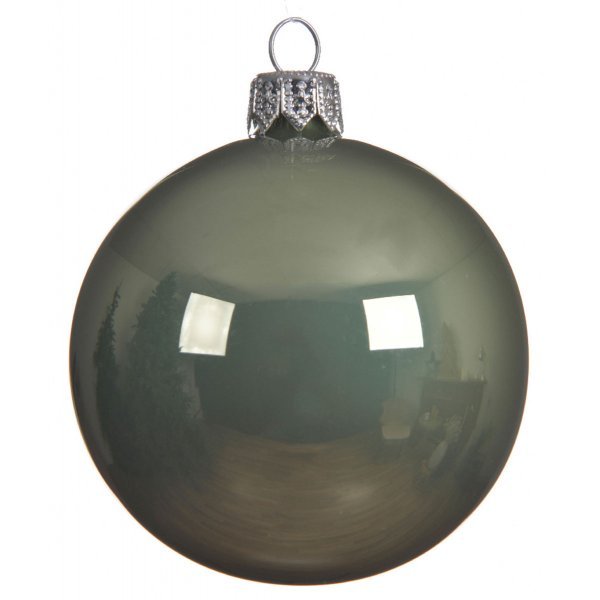 Χριστουγεννιάτικη Γυάλινη Μπάλα Πράσινη Σκούρη Γυαλιστερή (8cm)
